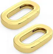 CustomyLife 2Pcs 18K Gold Filled Oval Clasps Tiny Necklace Shortener Enhancer Closures Bracelet Carabiner Clips Christmas Wedding Connector Rings for Jewelry Making Women