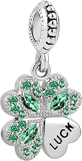[NARTGO] Good Luck Four Leaf Clover Charm Compatible with Pandora Charms Bracelets, Copper, No Gemstone