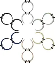 [Longbeauty] 14G/16G Septum Piercing Nose Piercings, Surgical Steel Tragus Cartilage Piercings, C Shape Buffalo Tragus Tapers Set, Ear Lip Horseshoe Ring for Body Jewellery