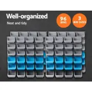 Wall Mounted Storage Rack 96 Bin Organizer Bolts Nuts Tool Shelving Heavy Duty