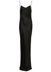 Saint Laurent Satin Maxi Dress - Black - 38 (UK10 / S) 38 (UK10 / S)