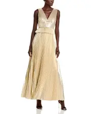 Self-Portrait Metallic Pleated Gown 4 US/ 8 UK