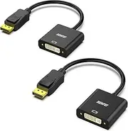 DisplayPort to DVI DVI-D Single Link Adapter 2 Pack, Display Port to DVI Converter Male to Female Black Compatible for Lenovo, Dell, HP and Other Brand