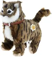 Guohetuk Stuffed Cat Toy with Meowing Functionality for Children - Brown