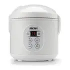 Aroma Rice Cooker White Digital Control Panel Cool-Touch Steamer Timer Keep Warm