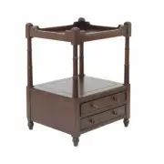 Solid Mahogany Wooden Side Table with Drawer and Shelf Antique Style