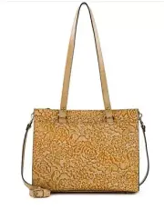 Patricia Nash Maura Shoulder Tote Tooled Leather Naturale on Beige/Tan - NWT