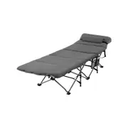 Costway Folding Camping Sleeping Bed w/Removable Mattress and Pillow Grey