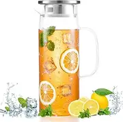 Spring Chef Glass Water Jugs for Fridge 1500ML/52.79OZ,Water Pitcher with Lid Fridge Door,Fridge Water Carafe for Hot Cold Water Ice Tea Wine Coffee Milk Juice Beverage