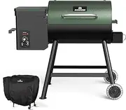 Wood Pellet Grill & Smoker 8-in-1 Pellet Grill with Automatic Temperature Control, & Rain Cover 456 Sq. in Area for Backyard Camping Outdoor