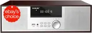 Micro Hifi CD Player 40W Stereo FM Bluetooth USB Aux Remote Silver Wooden