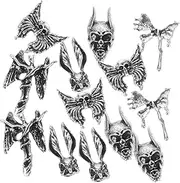 Healeved 50pcs Skull Nail Charms Retro Punk Gothic Nail Jewelry for DIY Art for Halloween Decoration Durable Material Present