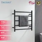 Decaura Stainless Steel Electric Heated Towel 5 Rungs Round Rack Warmer Black