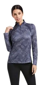 Ariat Sunstopper 2.0 1/4 Zip Baselayer, Bit Print
