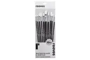 Reeves White Taklon LH Flat Round Filbert Angle & Fan Paint Brushes Painting