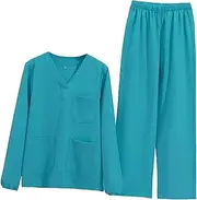 [Oshhni] Scrubs Set,Top and Pant Set,Uniform Comfortable with Pants Elastic Quick Drying Work Clothing,V Neck Workwear Scrub Set