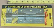 Home Tools ~20919 ~ Heavy Duty Barrel Bolt ~ 5" ~ WITH PADLOCK HOLE