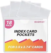 18 Pack Clear Adhesive Pockets - Plastic Adhesive Label Pockets with Top Loading 2.7 x 3.65 Inch Waterproof Index Card Holder Reusable Card Sleeves Ideal for Organizing Storage Bins Shelves Box Drawer