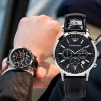 在飛比找蝦皮購物優惠-H精品服飾💎ARMANI亞曼尼 經典三眼 皮錶帶 手錶 型號