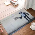 Wall Bath Carpet Smiling Robot Flannel Mat Welcome Doormat Home Decoration Rug