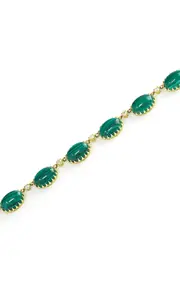 [Jenna Blake] 18K Yellow Gold Diamond And Malachite Necklace