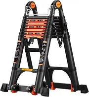 Ladders,Folding a Frame Telescoping Ladder Outdoor Extension, Compact Non-Slip Telesretractable Ladder for Indoor Stairs & Exterior Steps/1M+2.1M=4M
