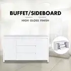 New 1.38M High Gloss White Designer Sideboard Buffet Cabinet 3 Drawer 2 Door 37W