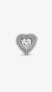 AUTHENTIC PANDORA SPARKLING LEVELED HEARTS CHARM #799218C01