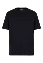 NWT EMPORIO ARMANI BLACK T-SHIRT WITH EMBOSSED GROOVED LOGO 6R1T7U 1J7FZ
