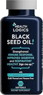 Health Logics Black Seed Oil, Cold Pressed, Rich Source of Omega 6 & 9 Essential Fatty Acids, From Nigella Sativa (100 Softgels)