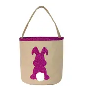 2Pcs Sequin Rabbit Basket Easter Bunny Eggs Tote Bag Hunt Basket Handle Bunny Patterns Celebrate Decoration Festival Gift Party