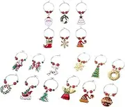 18pcs Christmas Wine Glass Charms Goblet Drinking Glass Markers Identifiers Christmas Party Favors