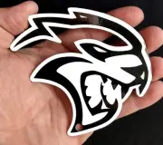 Dodge Hellcat Emblem Logo Steel Magnet Black - 4" X 3.8"