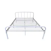 Design Square Metal Bedframe Queen Size Country Style - White