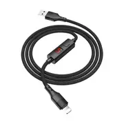 S13 1.2m 2.4A USB to 8 Pin Central Control Timing Charging Data Cable(Black)