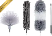Microfiber Feather Duster 4PCS, 254cm Extendable Bendable Pole