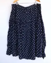 New Autograph Skirt 22 Womens Blue White Polka Dot Side Splits Boho Tiered