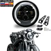 Universal 7.5 Inch Led Retro Bucket Motorcycle Modified Headlight Hi/lo Beam Drl And Matte Black Headlight Housing With Bracket Light and housing