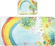 Cooling Baby Mattress pad Protector 28" x 52" Reusable Bed pad for Kids Rainbow Appearing After The Rain