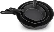 3-Piece Nonstick Frying Pan Set,Iron Skillet,Iron Cookware,Pan Cookware Set,for Household,Kitchen,Frying,Saute,Cooking, Pizza,Steak,or Pancake and More,Black