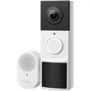 TP-Link Tapo D210 3M/2K Outdoor Wire-Free Battery Video Doorbell with Chime 6400 mAh Built-in Rechargeable Lithium-ion Battery / Head-to-Toe 160° FOV / AI Detection [Tapo D210(AU)]