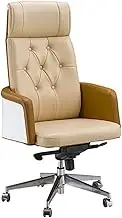 KJLY Office Chair, Managerial Executive Chairs Boss Chair Cowhide Chair Ergonomics Chair Computer Chair with Fixed Armrest Aluminum Alloy Feet Desk Chairs (Color : A)