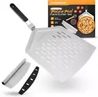 Pizza Peel Perforated- 13" Stainless Steel Foldable Handle Cutter Spatula Paddle