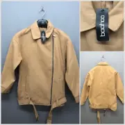 NEW Boohoo Women's Camel Belted Aviator Jacket UK 10 EUR 38