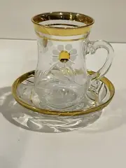 Vintage Turkish Exquisite 24k Gold Handcrafted ABKA kristal 12 Pc Tea