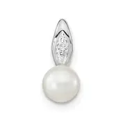 14k White Gold Genuine FW Cultured Pearl Diamond Pendant