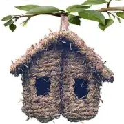 Bird Nest Grass Bird Hut Outdoor Hanging Birdhouse Canaries Nest Chickadee Ho...