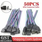 50pcs MALE 4 PIN RGB LED STRIP LIGHT TO CONTROLLER CONNECTORS WIRE 10MM 5050 AUS