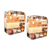 SOGA 2X Transparent Cosmetic Storage Box Clear Makeup Skincare Holder with Lid Drawers Waterproof Dustproof Organiser with Pearls