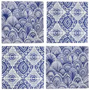4pc 9.5cm Square Ceramic Tile Coffee Kitchen Table/Desk Coasters Sorrento Blue